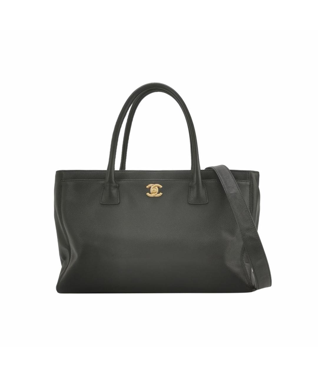 CHANEL Черная кожаная сумка тоут, фото 9