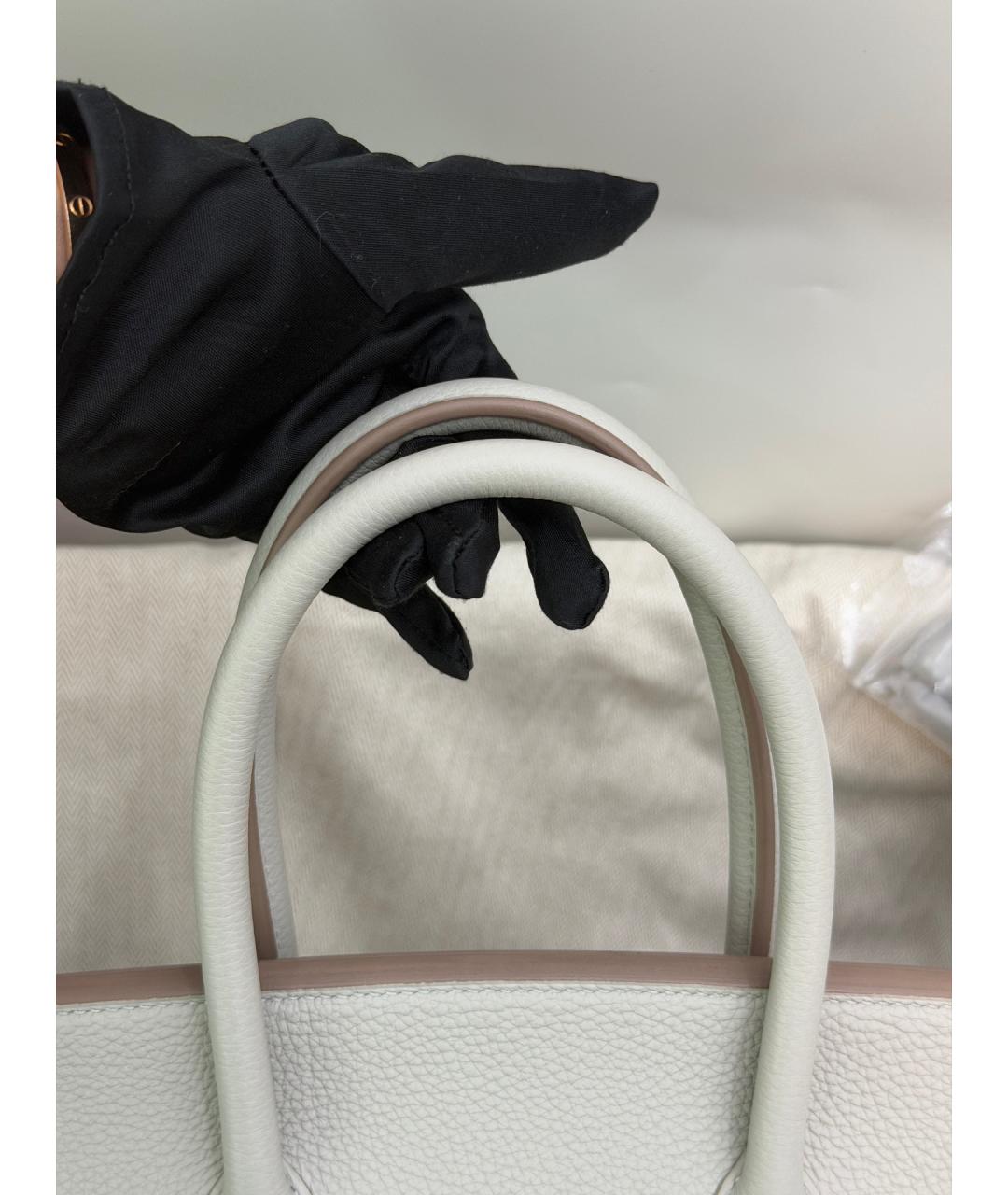 HERMES Серая кожаная сумка с короткими ручками, фото 2