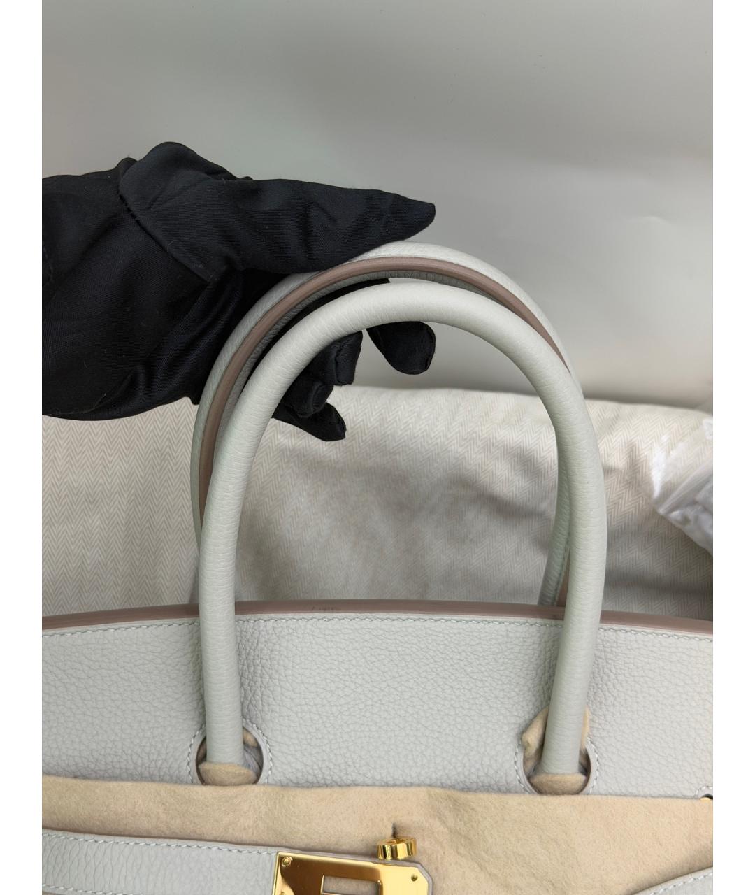 HERMES Серая кожаная сумка с короткими ручками, фото 5