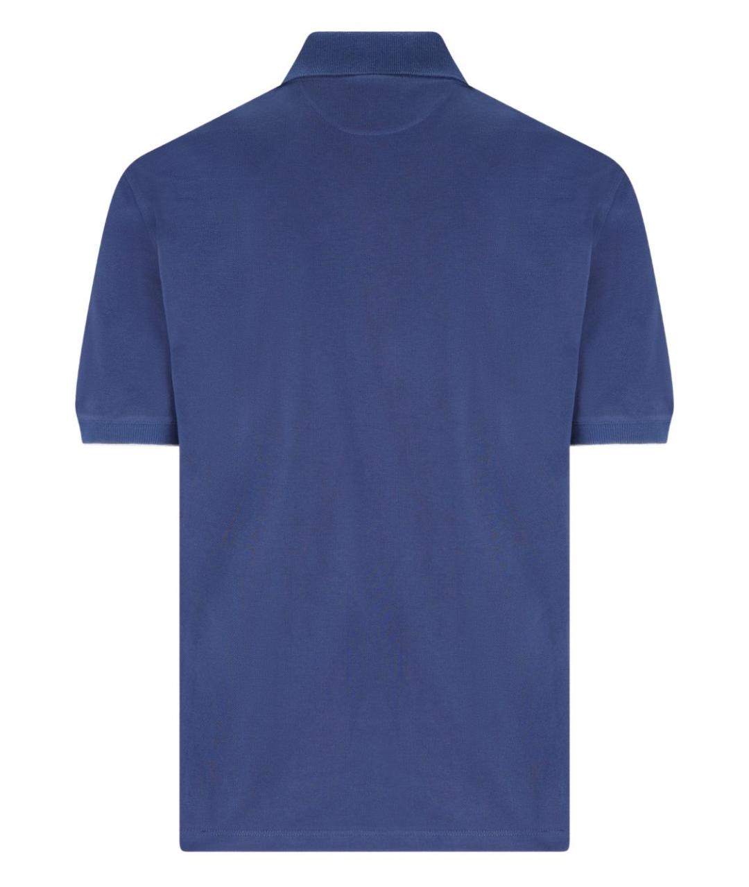BRUNELLO CUCINELLI Синее хлопковое поло с коротким рукавом, фото 4