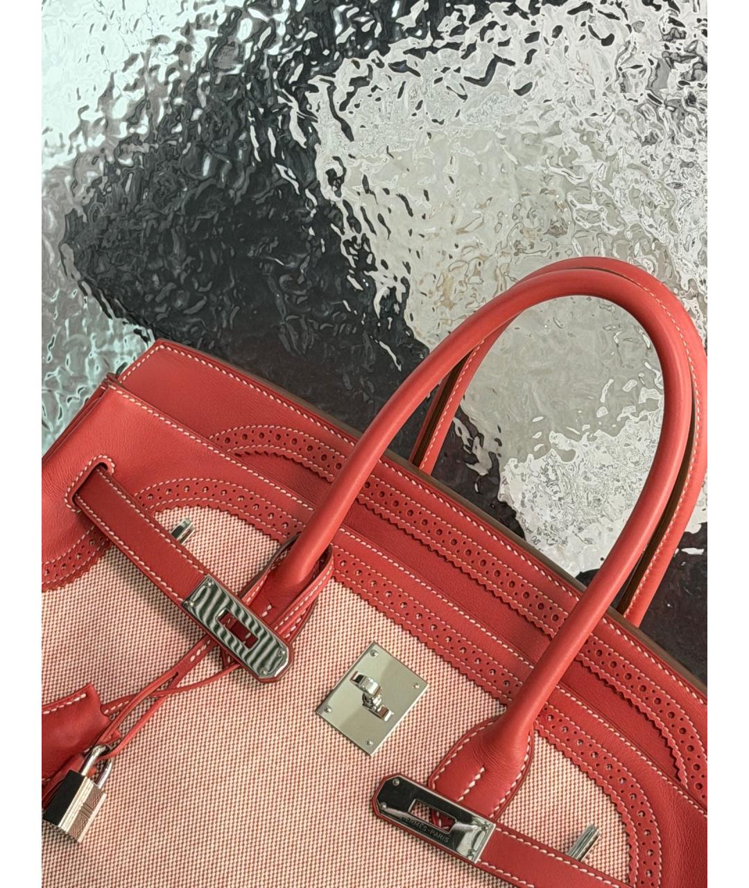 HERMES Красная деним сумка с короткими ручками, фото 2