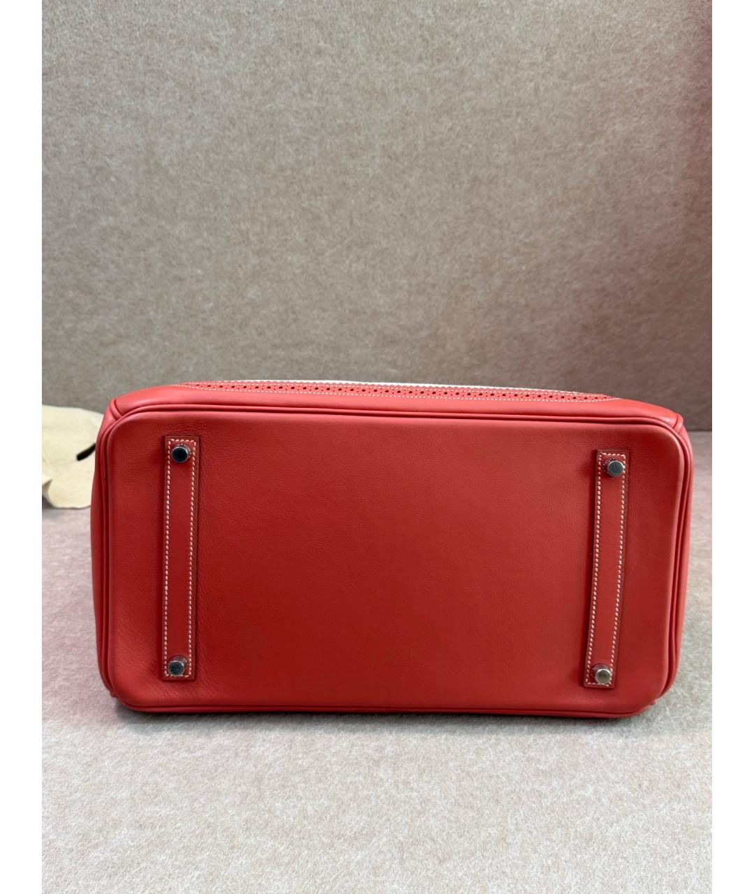 HERMES Красная деним сумка с короткими ручками, фото 7