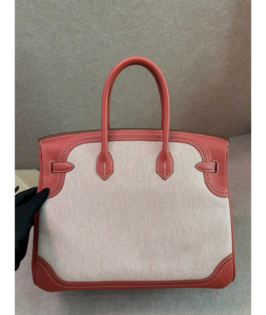HERMES Красная деним сумка с короткими ручками, фото 5