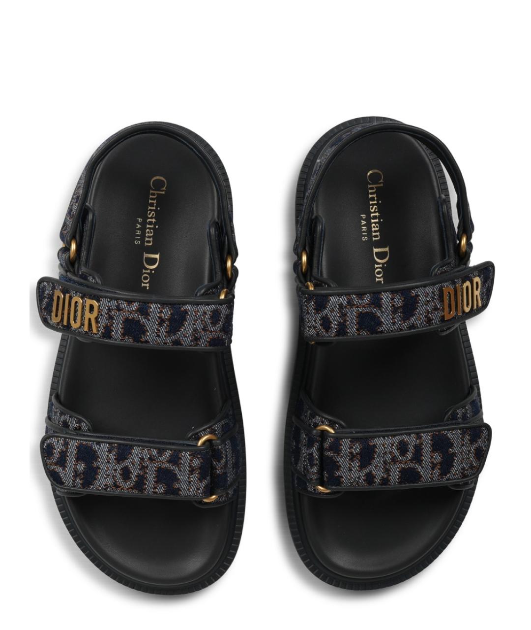 CHRISTIAN DIOR Синие текстильные сандалии, фото 5
