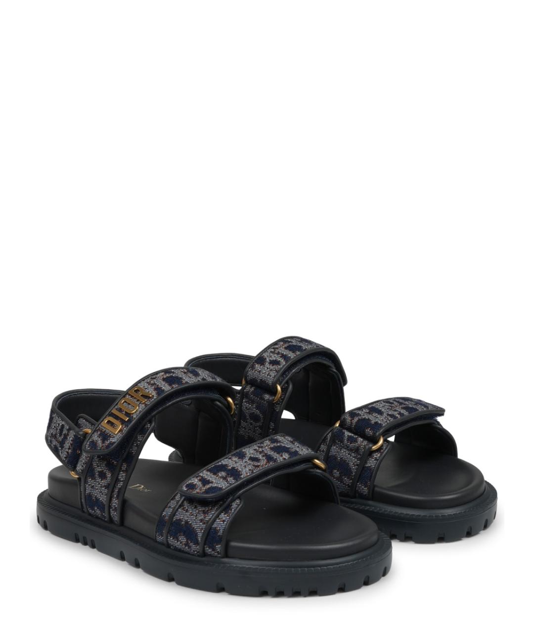 CHRISTIAN DIOR Синие текстильные сандалии, фото 2