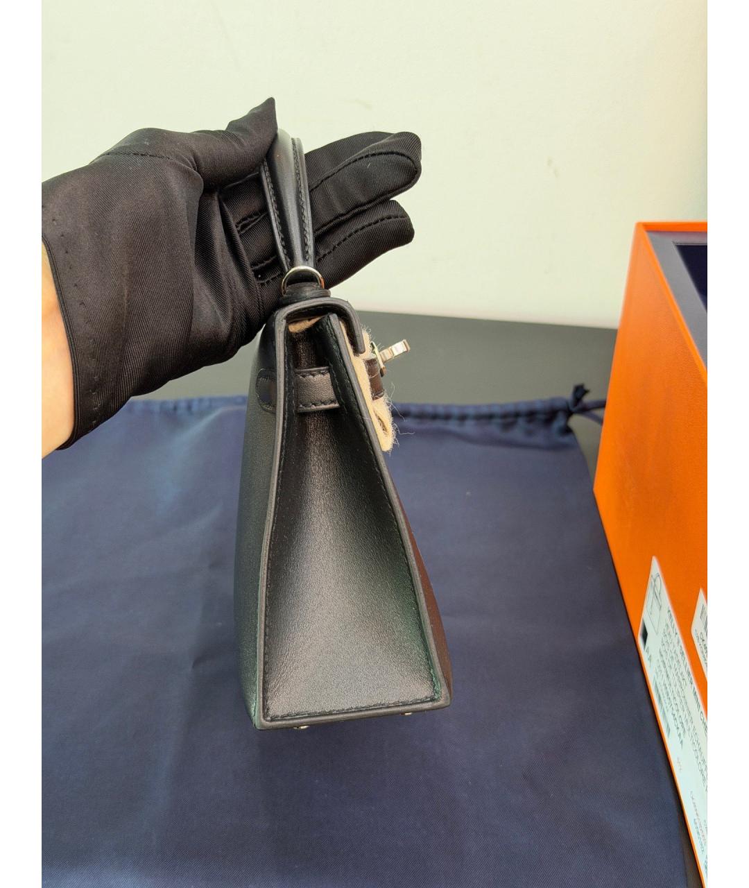 HERMES Черная кожаная сумка с короткими ручками, фото 2