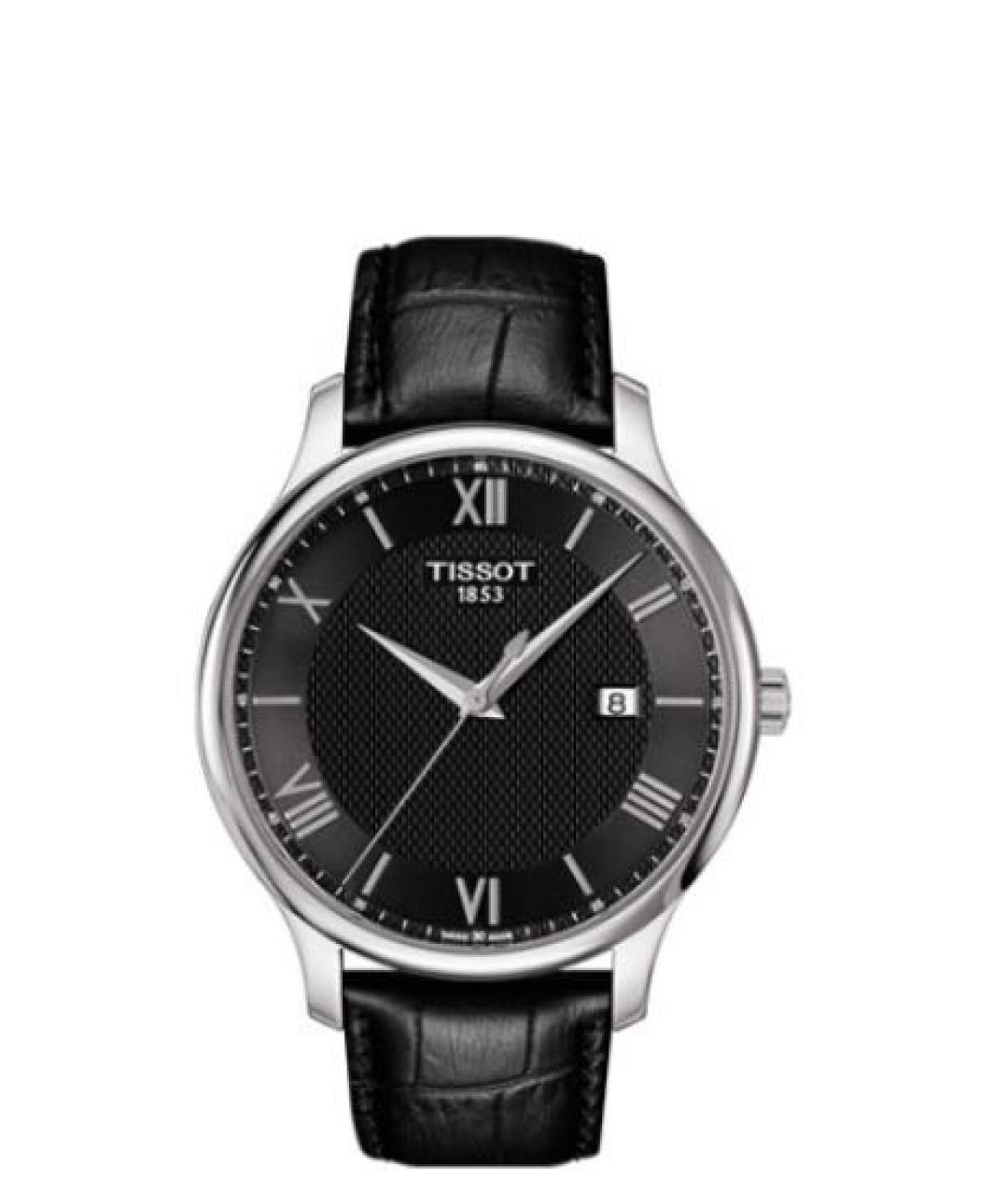 TISSOT Серебряные кожаные часы, фото 5