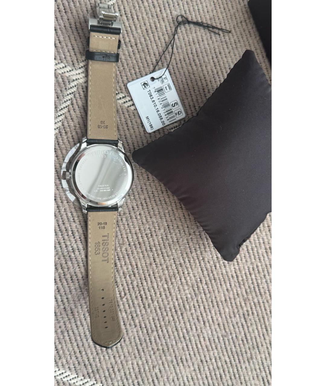 TISSOT Серебряные кожаные часы, фото 3