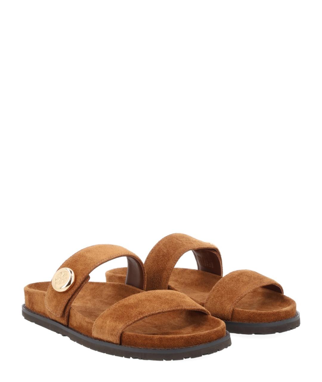 TORY BURCH Коричневые замшевые сандалии, фото 2