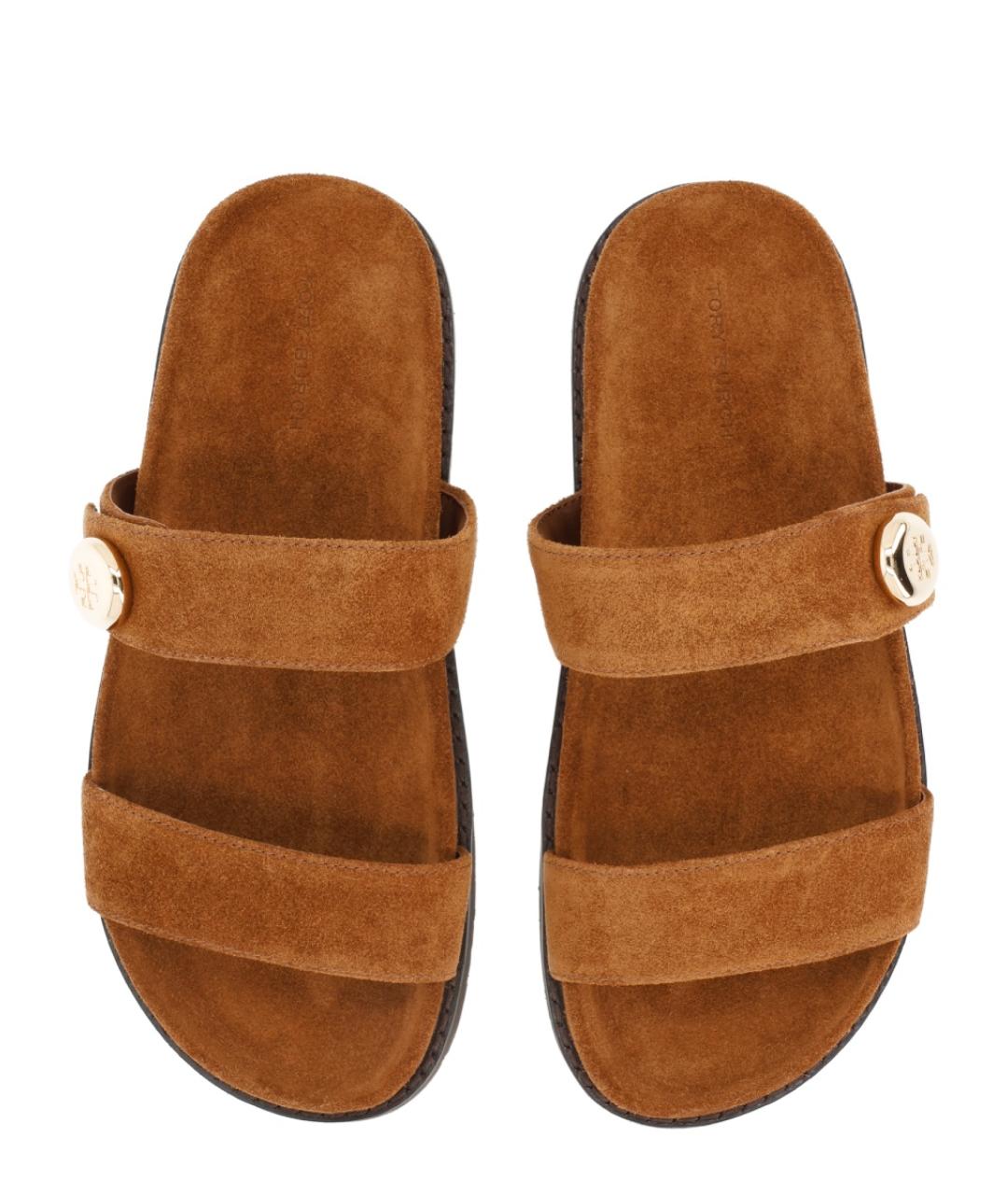 TORY BURCH Коричневые замшевые сандалии, фото 5