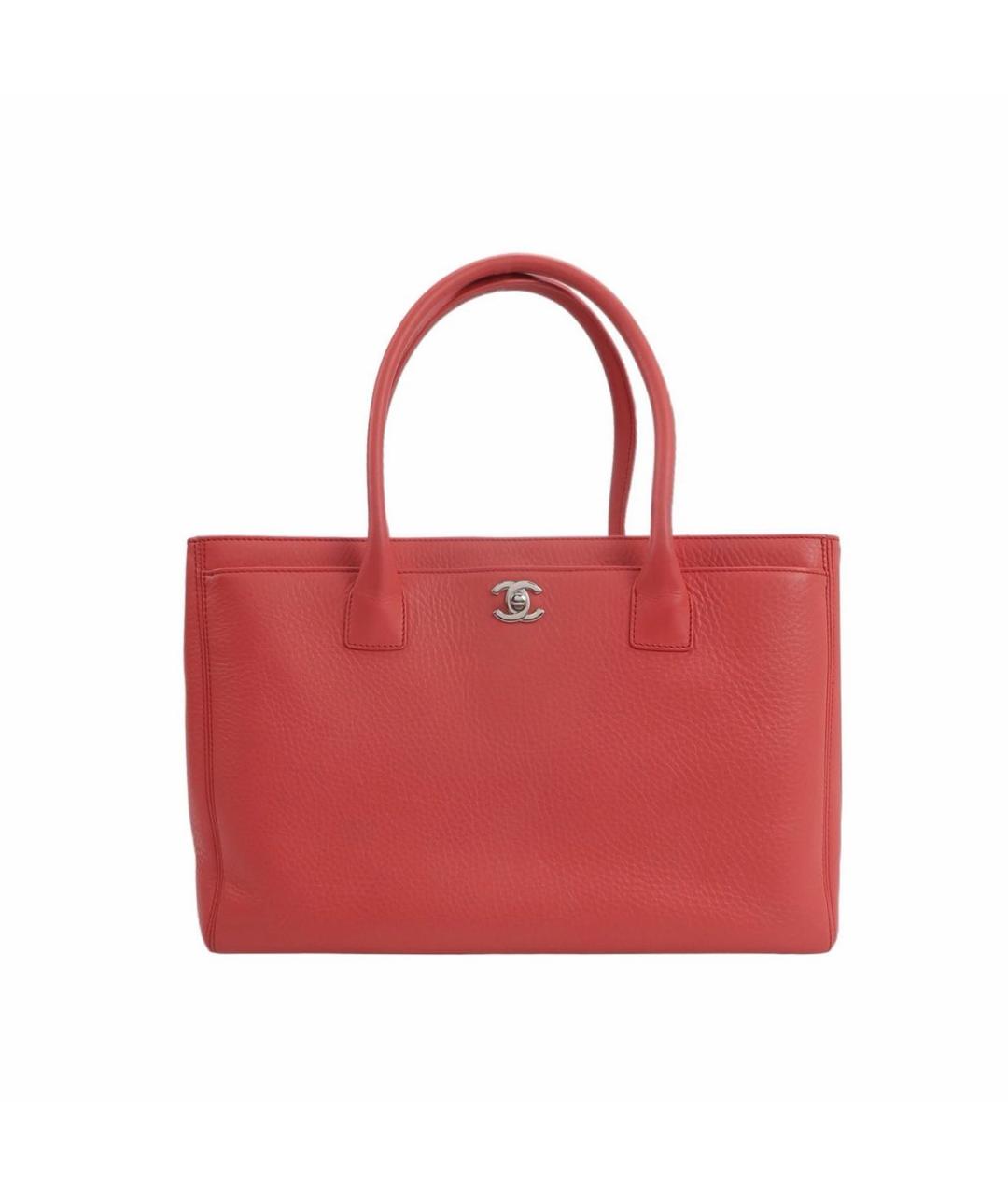 CHANEL Коралловая кожаная сумка тоут, фото 9
