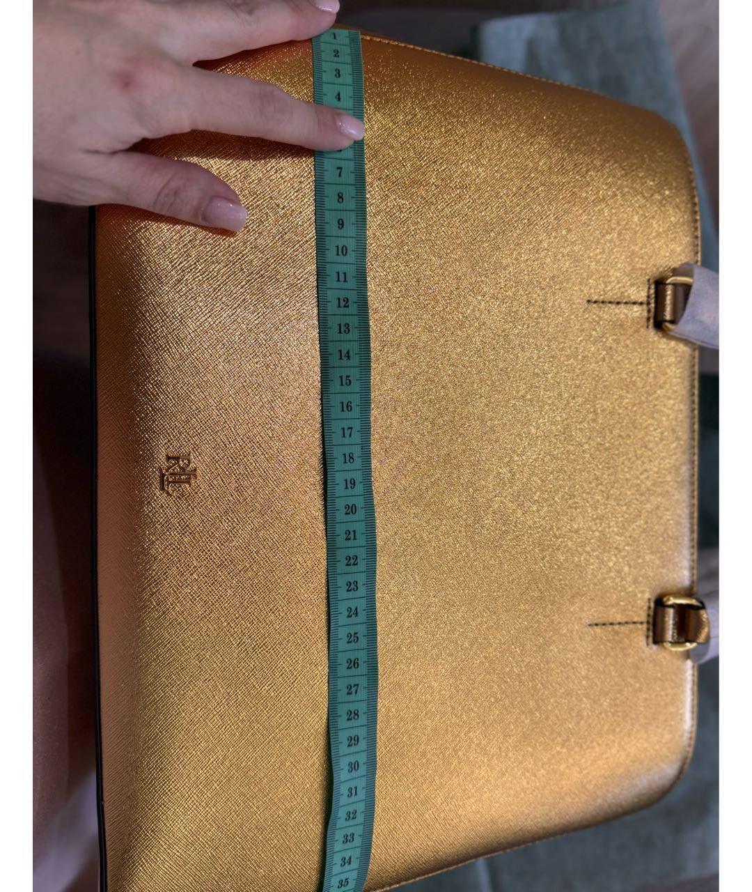 RALPH LAUREN Золотая кожаная сумка тоут, фото 6