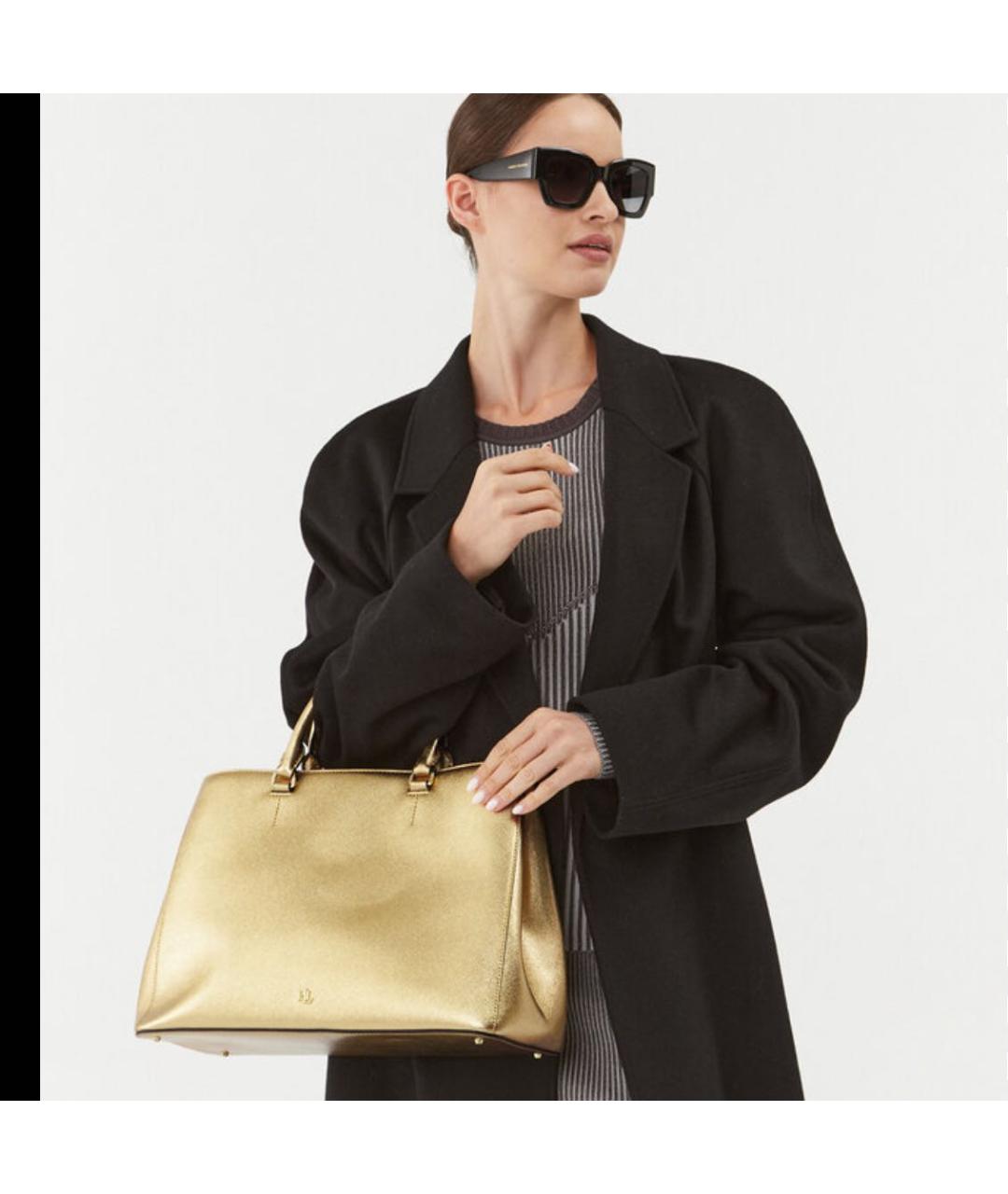 RALPH LAUREN Золотая кожаная сумка тоут, фото 8