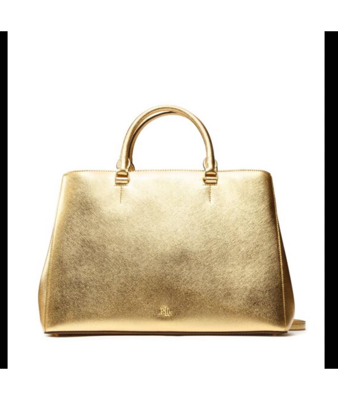 RALPH LAUREN Золотая кожаная сумка тоут, фото 9