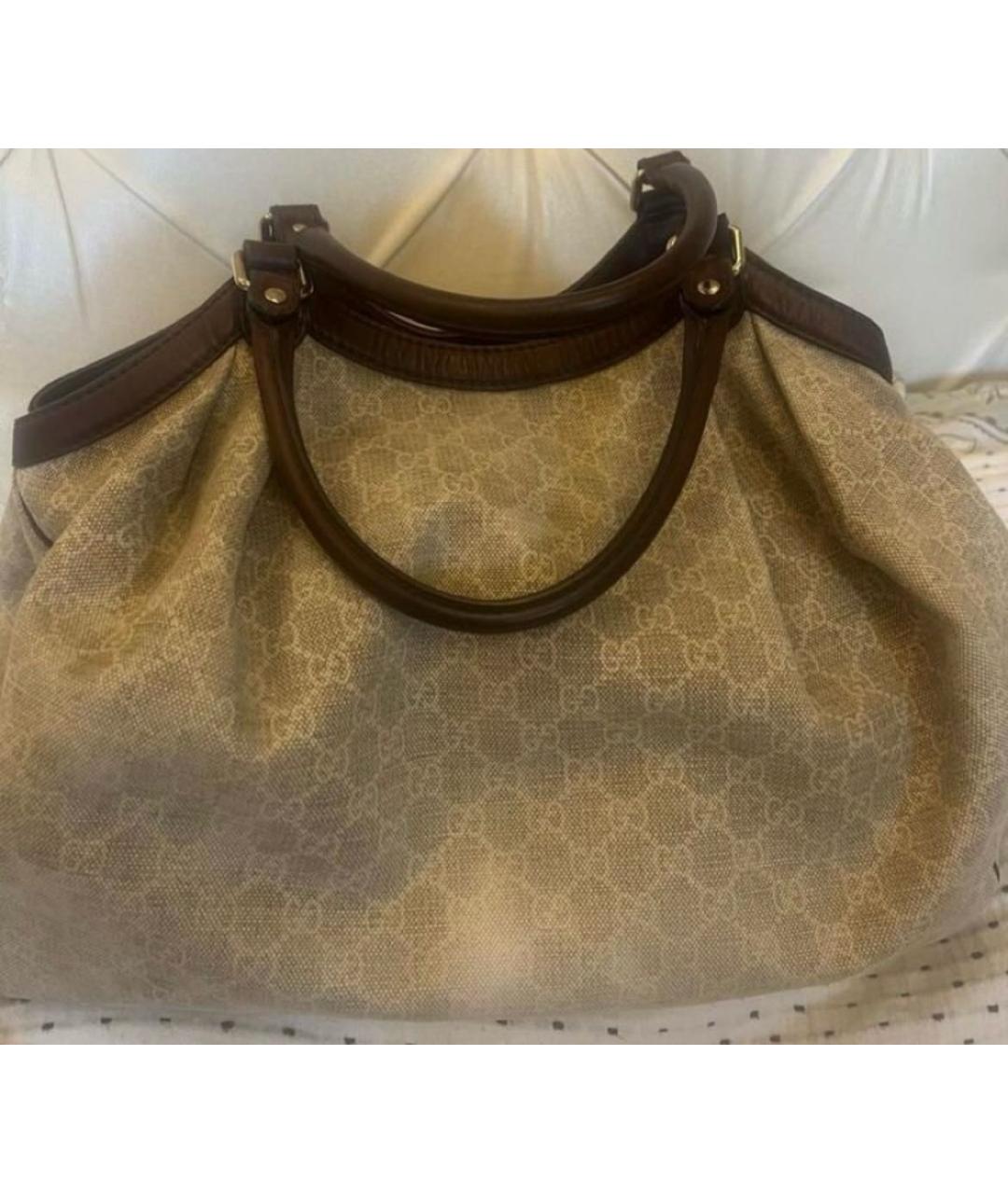 GUCCI Бежевая тканевая сумка тоут, фото 3