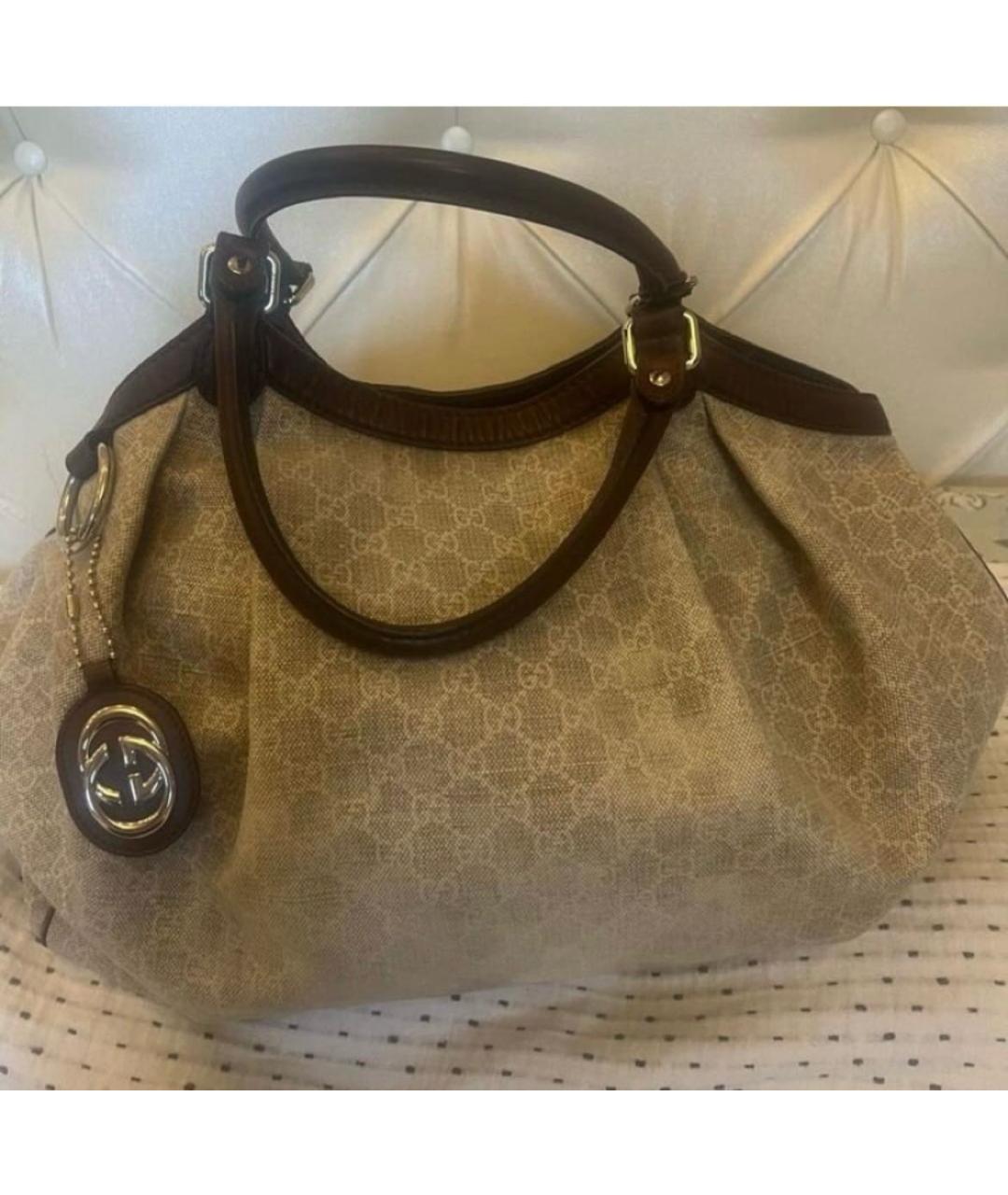 GUCCI Бежевая тканевая сумка тоут, фото 7