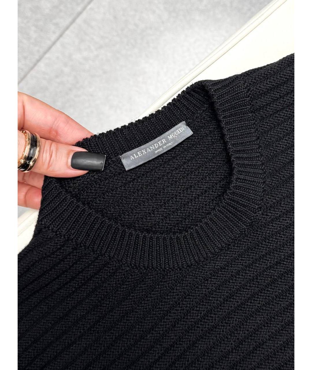ALEXANDER MCQUEEN Черное шерстяное повседневное платье, фото 3