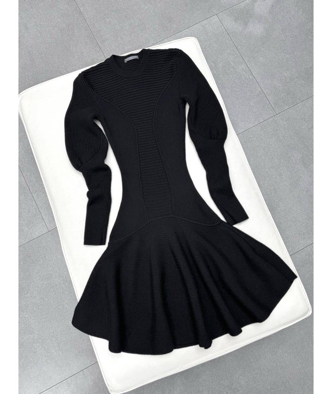 ALEXANDER MCQUEEN Черное шерстяное повседневное платье, фото 7