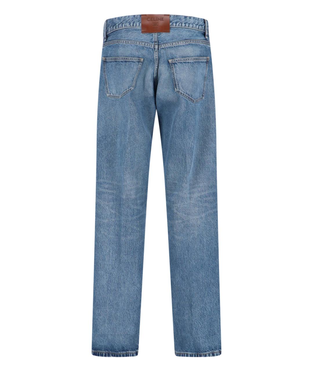 CELINE Голубые хлопковые прямые джинсы, фото 2