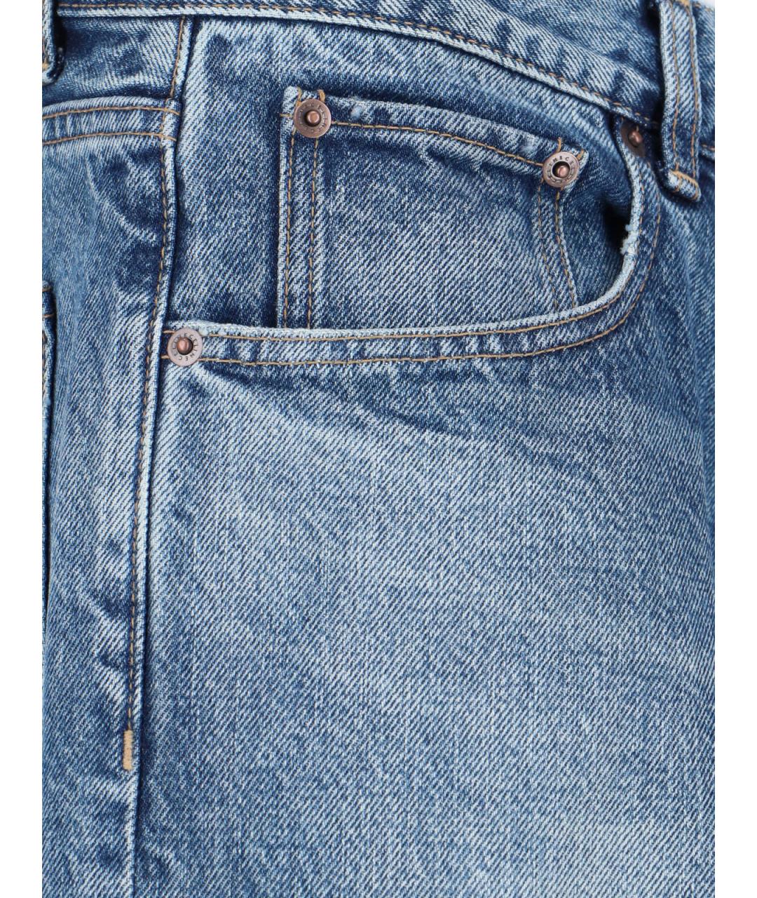 CELINE Голубые хлопковые прямые джинсы, фото 4