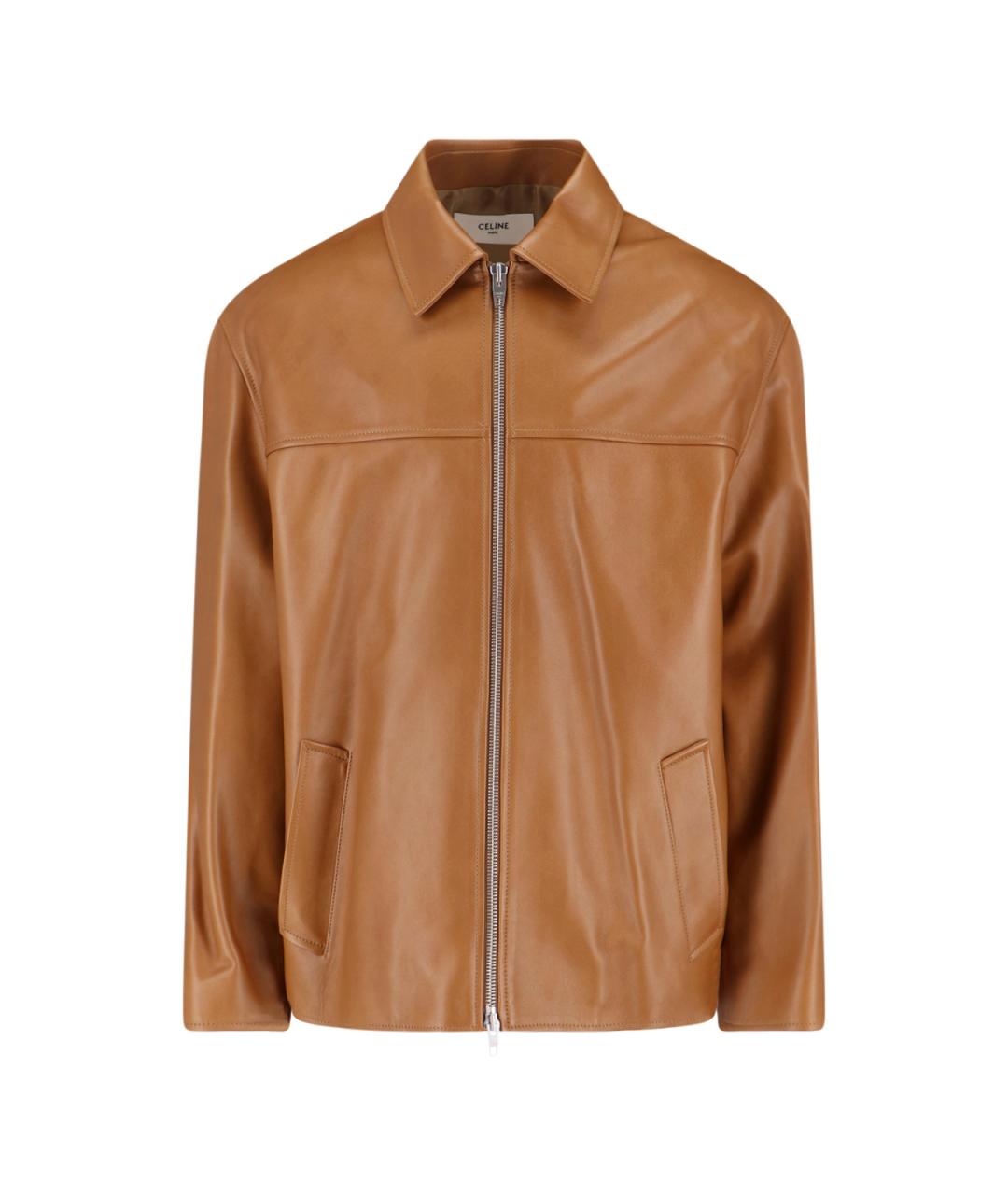 CELINE Коричневая кожаная куртка, фото 1