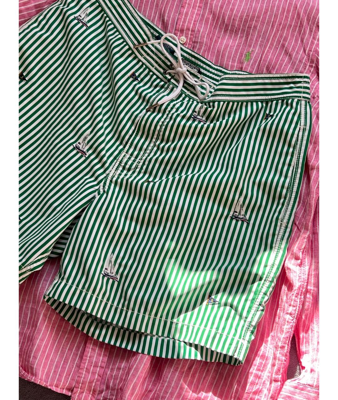 POLO RALPH LAUREN Зеленые полиэстеровые шорты, фото 5