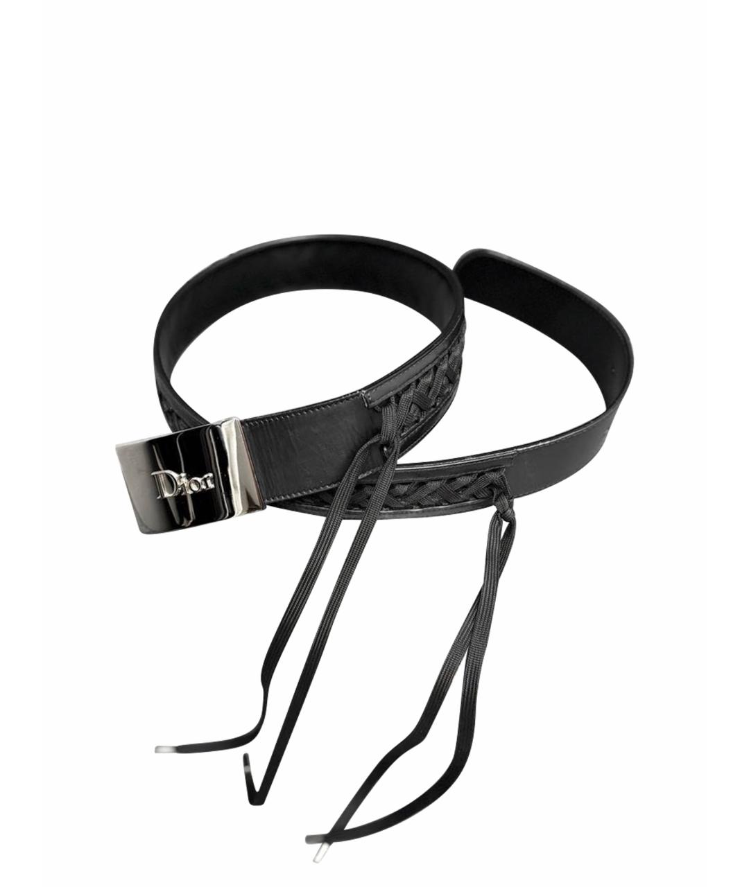 CHRISTIAN DIOR Черный кожаный ремень, фото 1