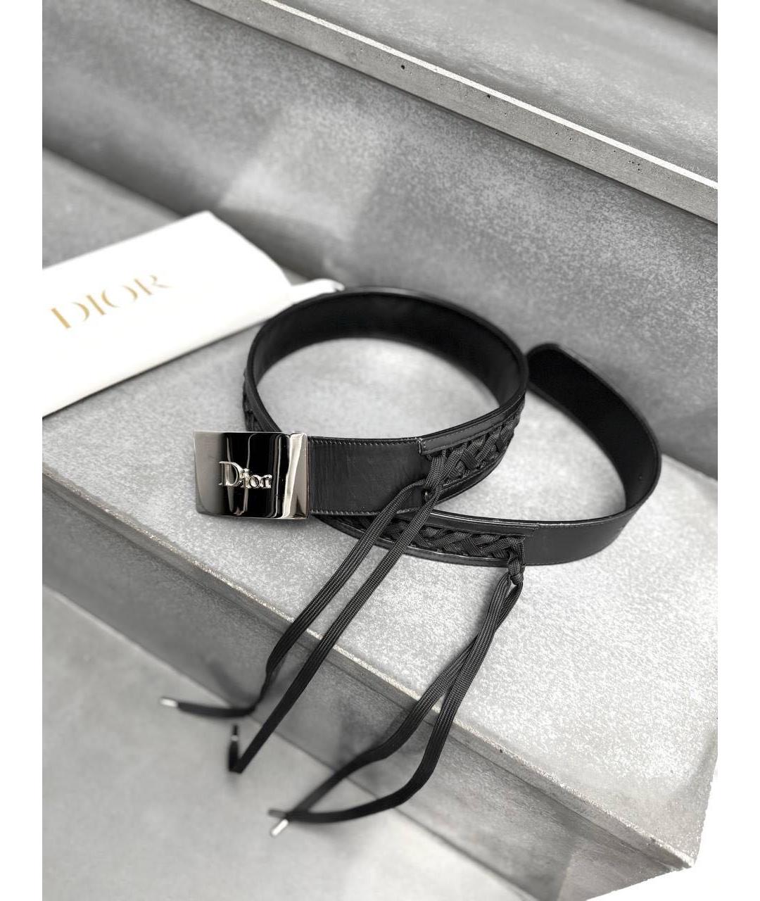 CHRISTIAN DIOR Черный кожаный ремень, фото 9