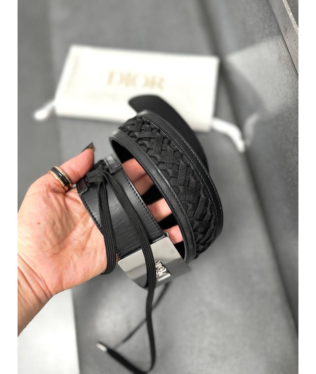 CHRISTIAN DIOR Черный кожаный ремень, фото 6