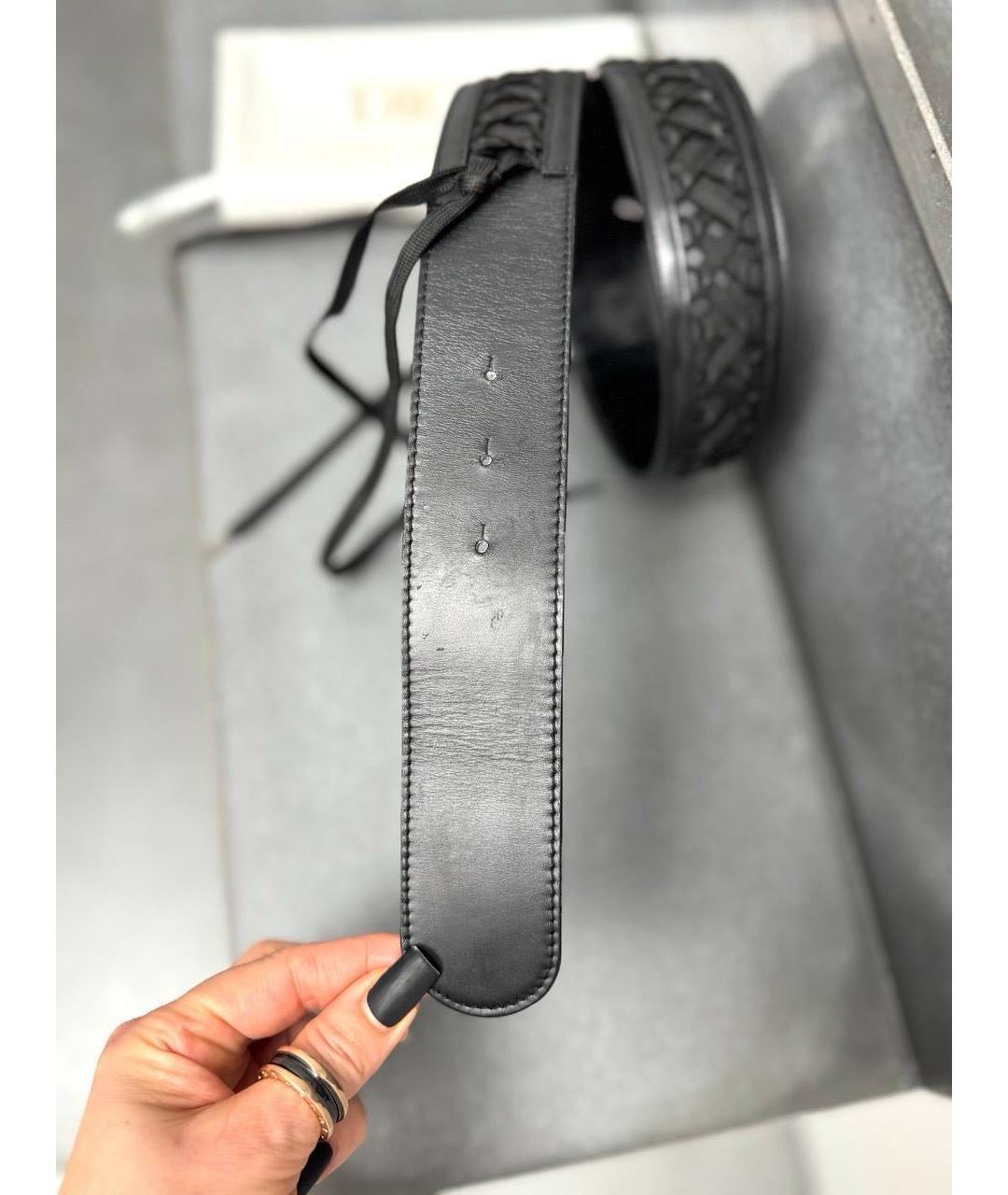 CHRISTIAN DIOR Черный кожаный ремень, фото 5