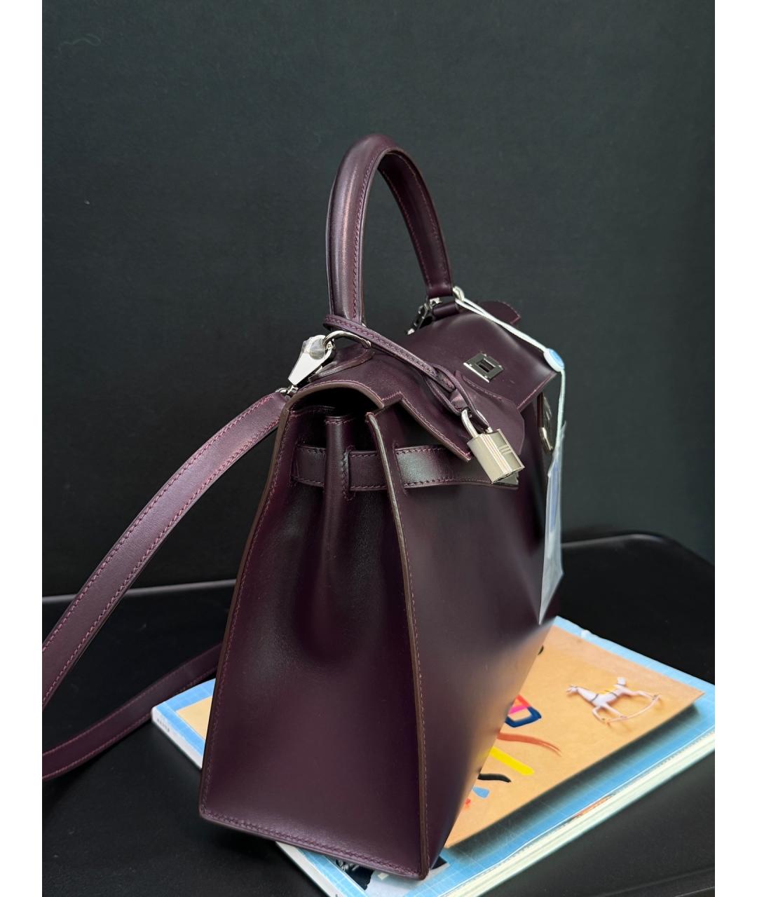 HERMES Фиолетовая кожаная сумка через плечо, фото 6