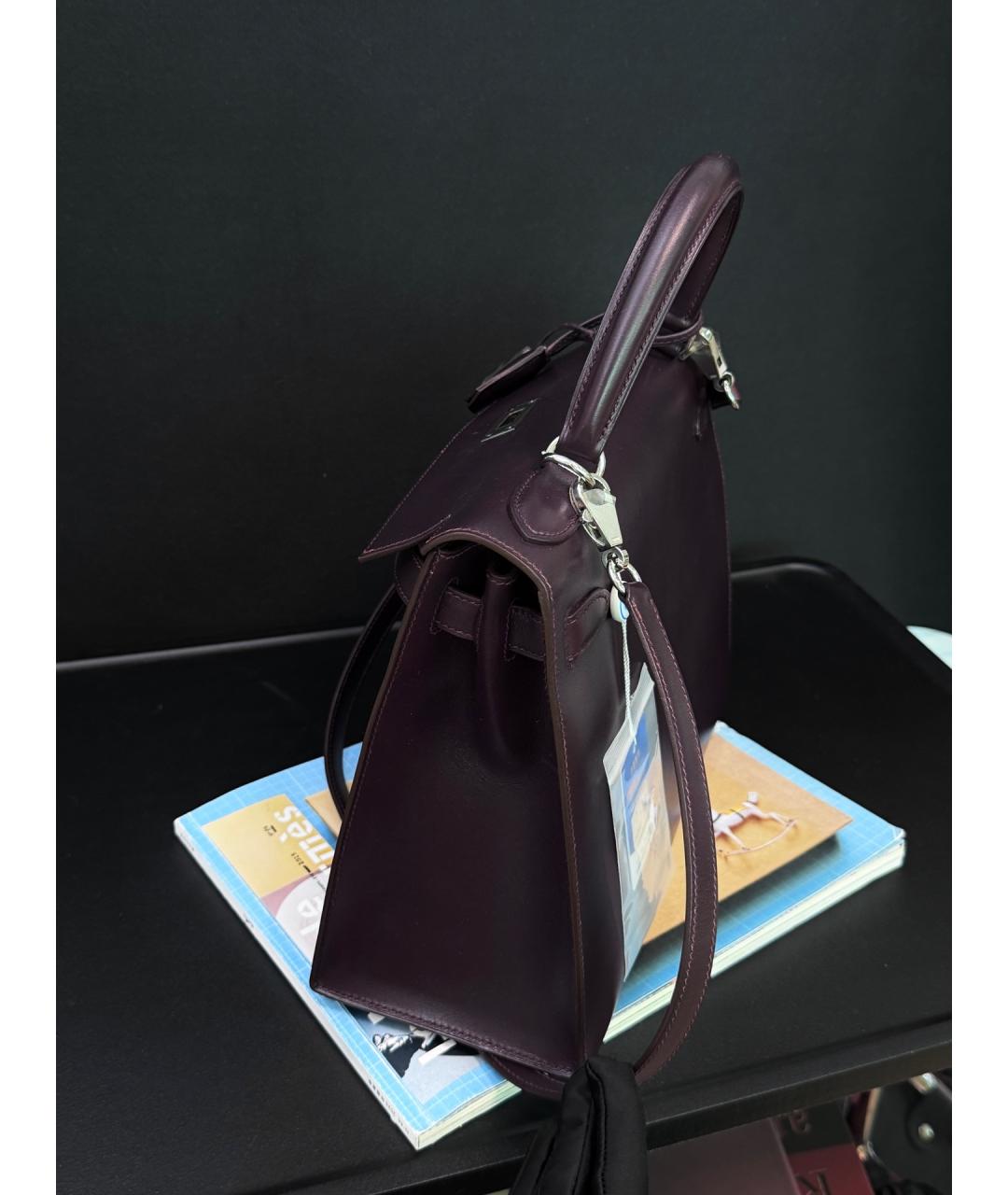 HERMES Фиолетовая кожаная сумка через плечо, фото 4