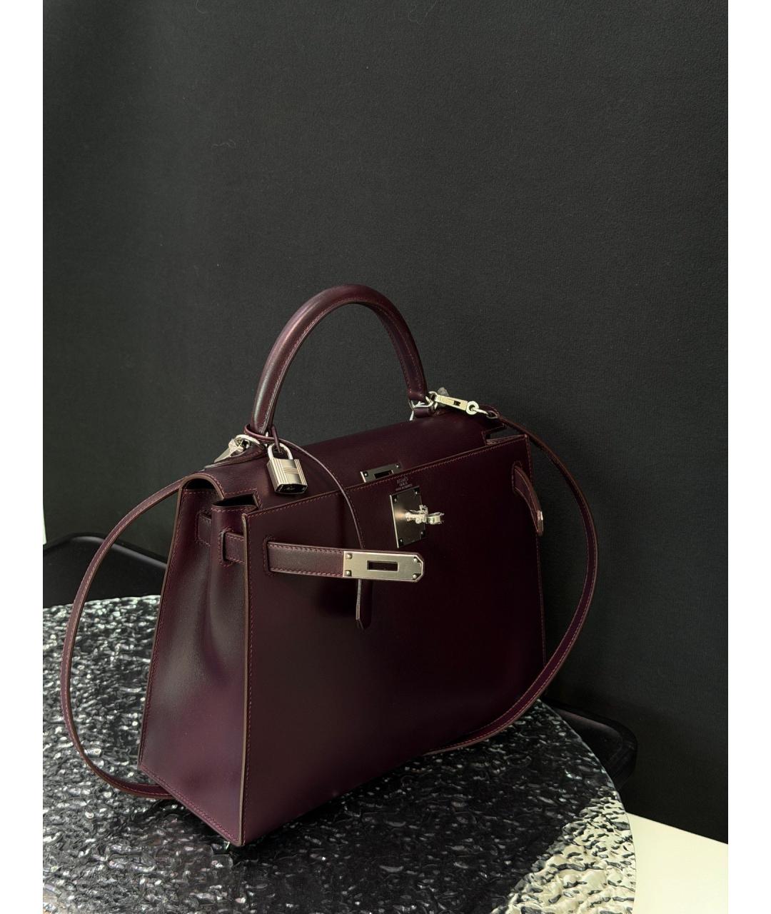 HERMES Фиолетовая кожаная сумка через плечо, фото 3