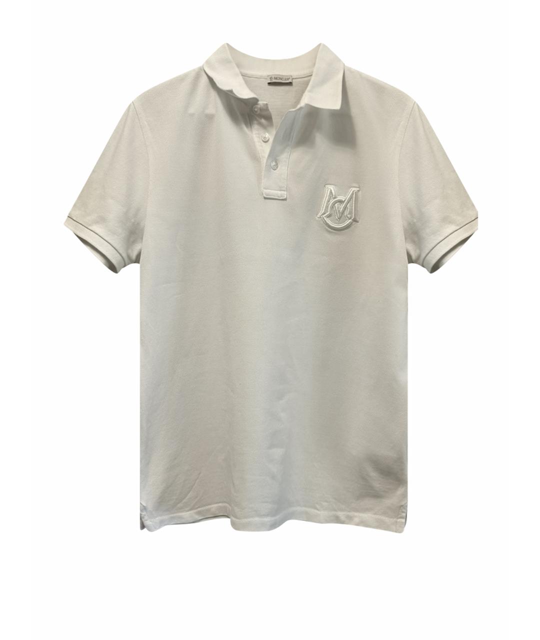 MONCLER Белое хлопковое поло с коротким рукавом, фото 1