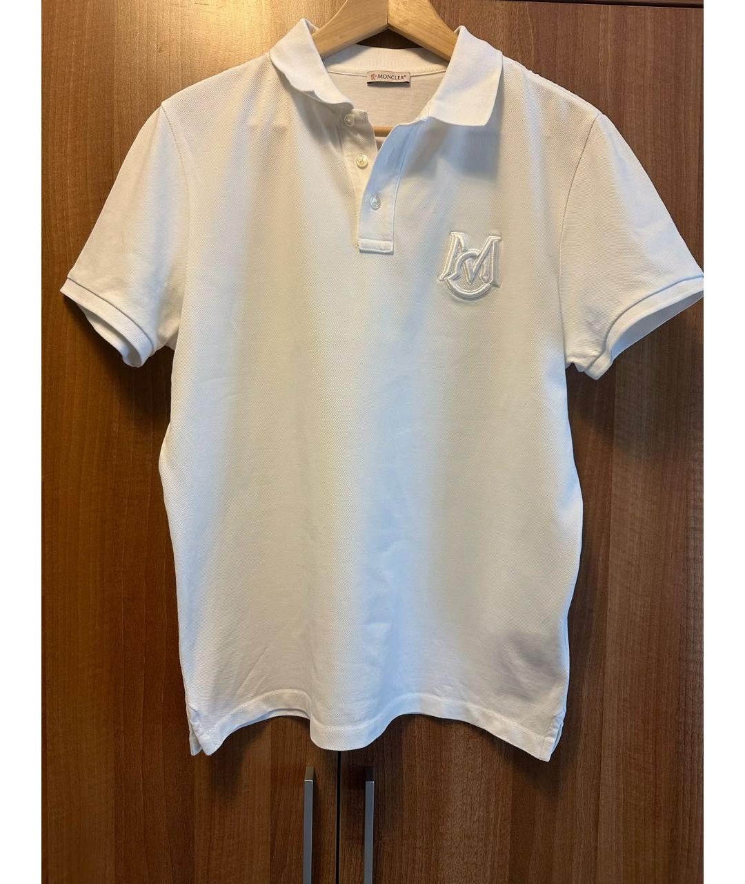 MONCLER Белое хлопковое поло с коротким рукавом, фото 7