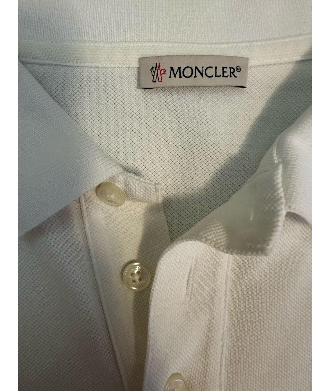 MONCLER Белое хлопковое поло с коротким рукавом, фото 3