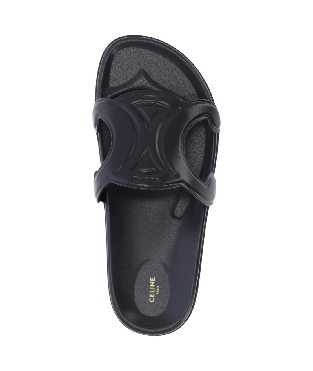CELINE Черные кожаные шлепанцы, фото 5