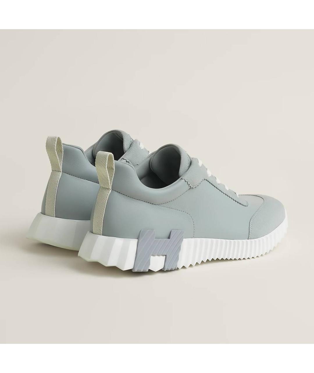 HERMES Серые кожаные низкие кроссовки / кеды, фото 4