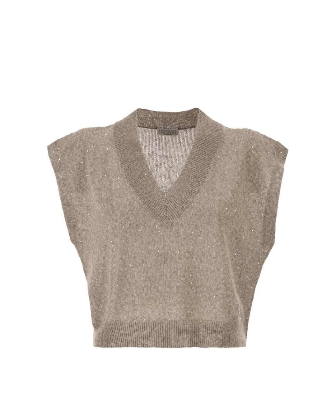 BRUNELLO CUCINELLI Бежевая льняная жилетка, фото 1