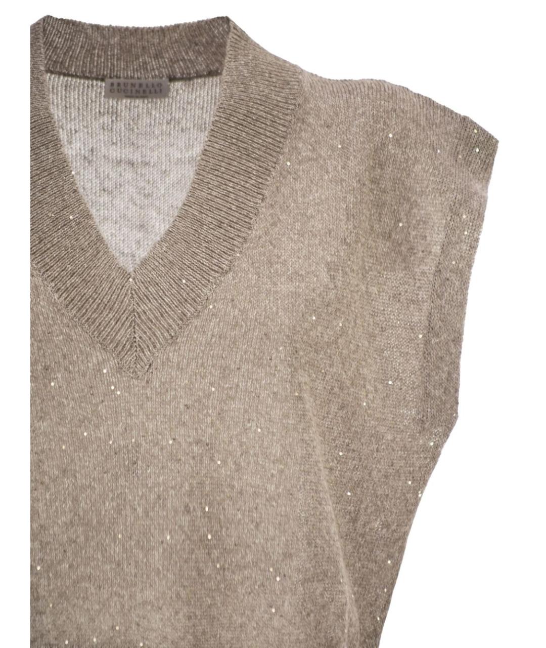 BRUNELLO CUCINELLI Бежевая льняная жилетка, фото 2