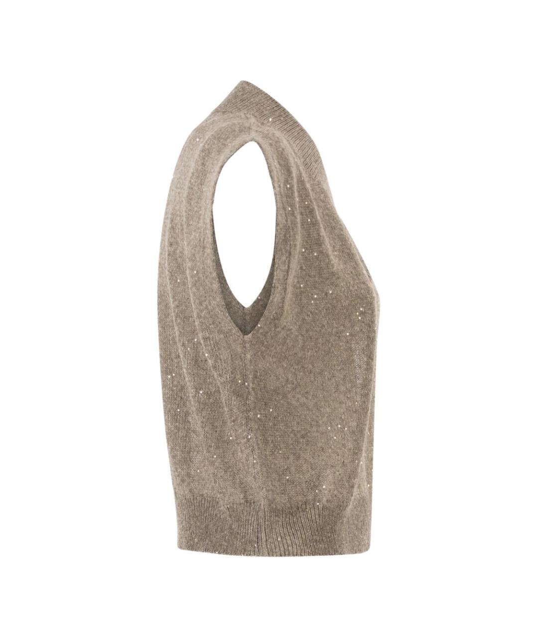 BRUNELLO CUCINELLI Бежевая льняная жилетка, фото 4