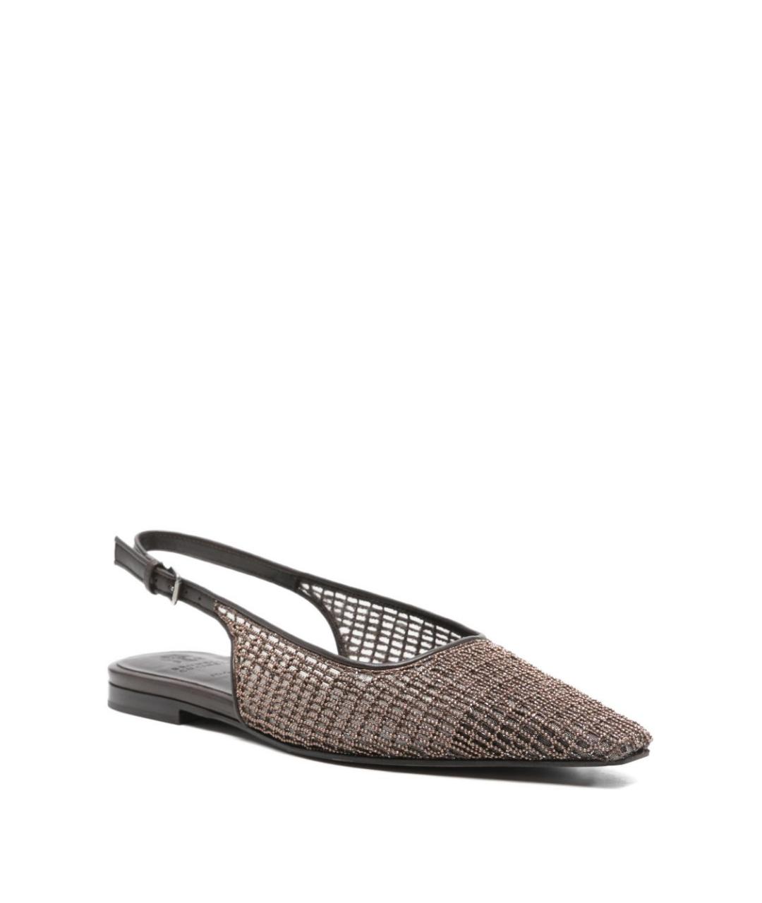 BRUNELLO CUCINELLI Коричневые кожаные балетки, фото 4