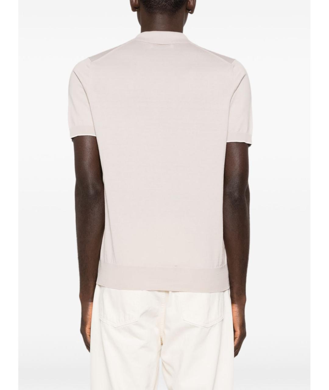 BRUNELLO CUCINELLI Бежевое хлопковое поло с коротким рукавом, фото 4