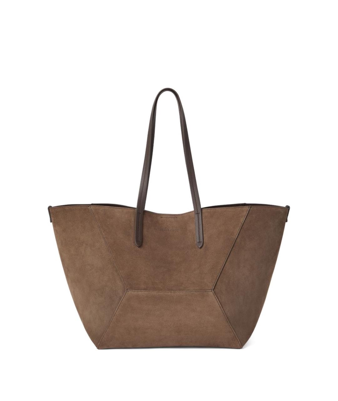 BRUNELLO CUCINELLI Коричневая замшевая сумка тоут, фото 1