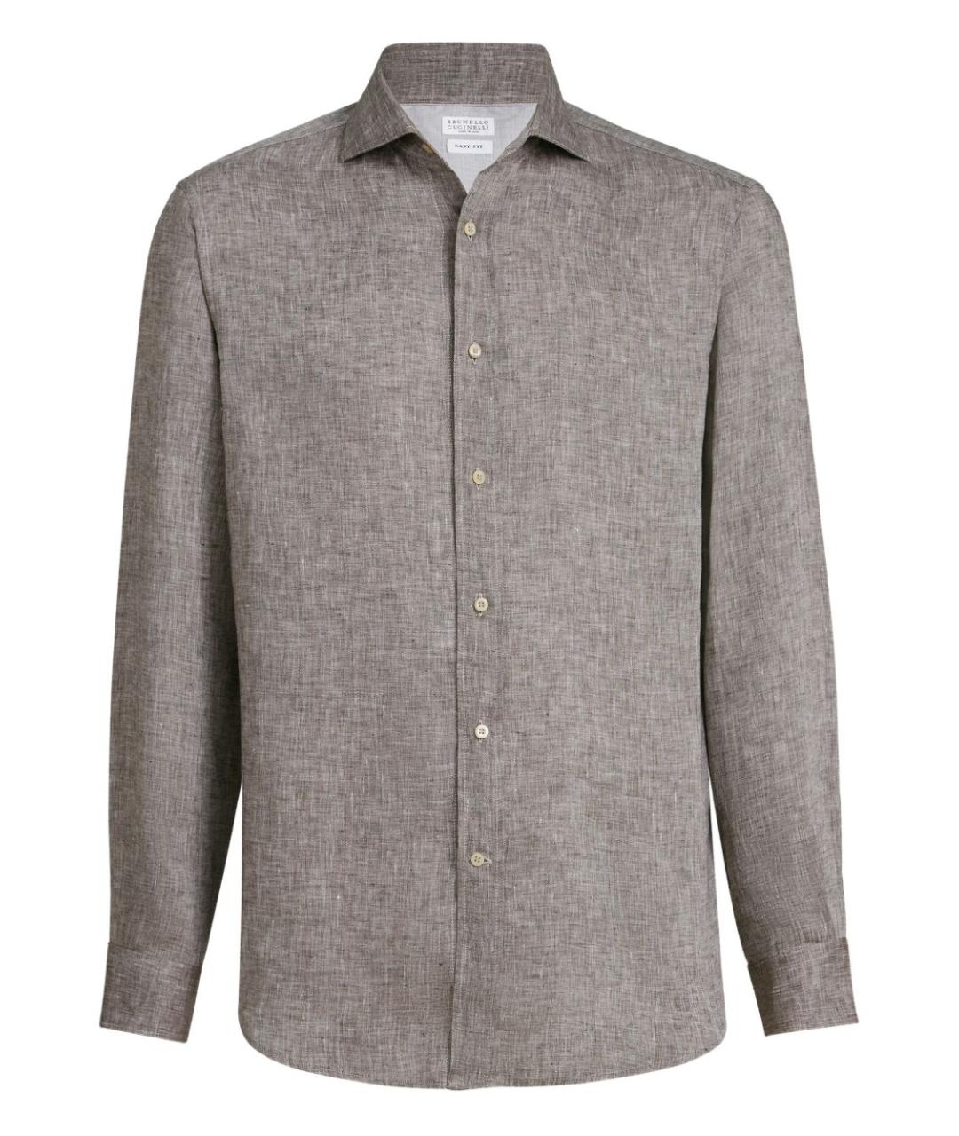 BRUNELLO CUCINELLI Бежевая льняная кэжуал рубашка, фото 1