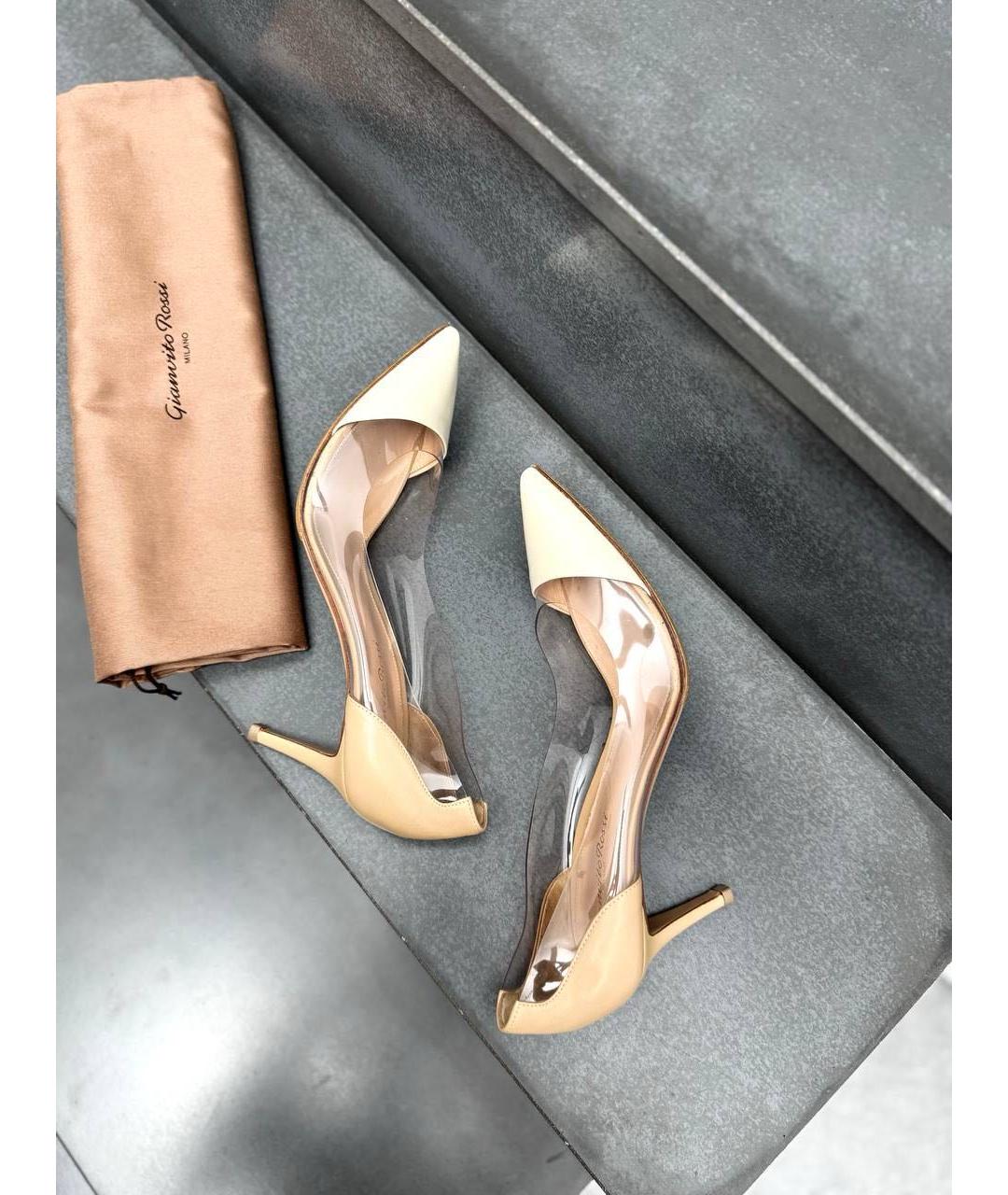 GIANVITO ROSSI Бежевые кожаные туфли, фото 9