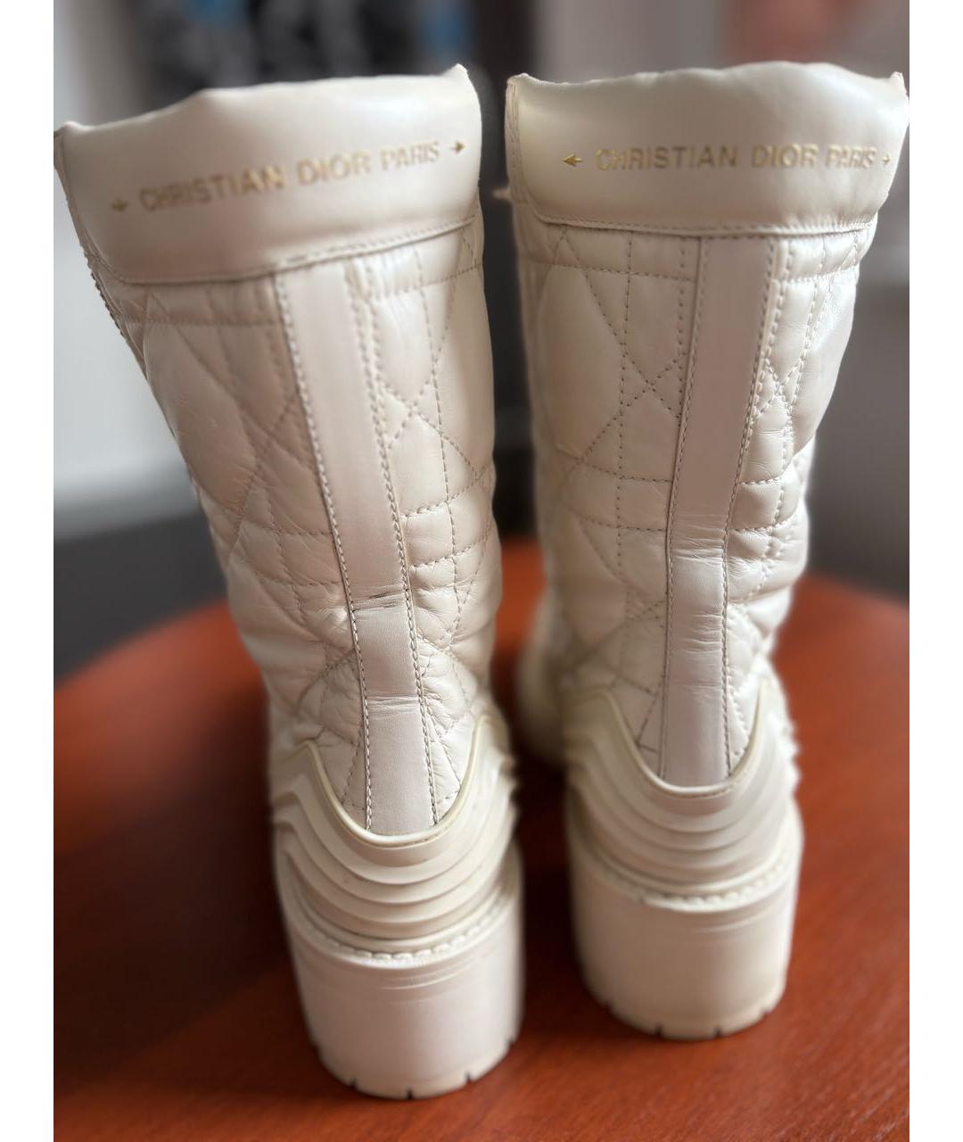 CHRISTIAN DIOR Белые кожаные ботильоны, фото 4