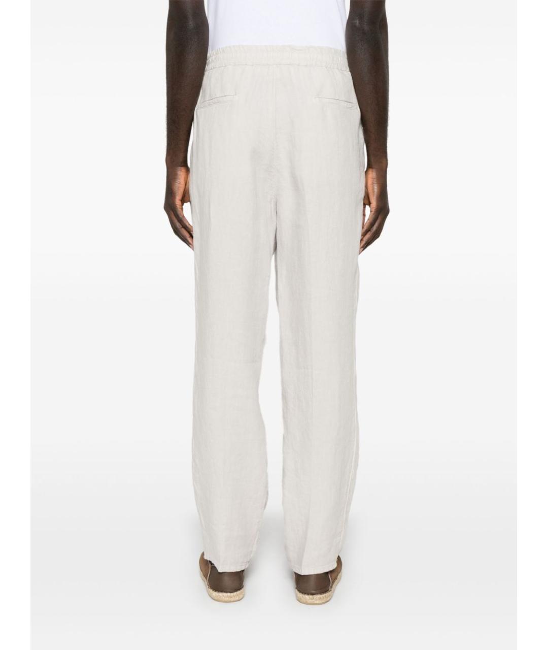 BRUNELLO CUCINELLI Бежевые льняные повседневные брюки, фото 4