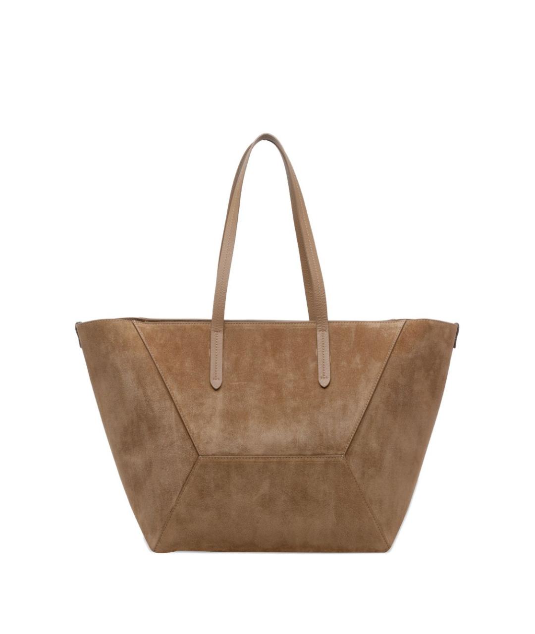 BRUNELLO CUCINELLI Коричневая замшевая сумка тоут, фото 2