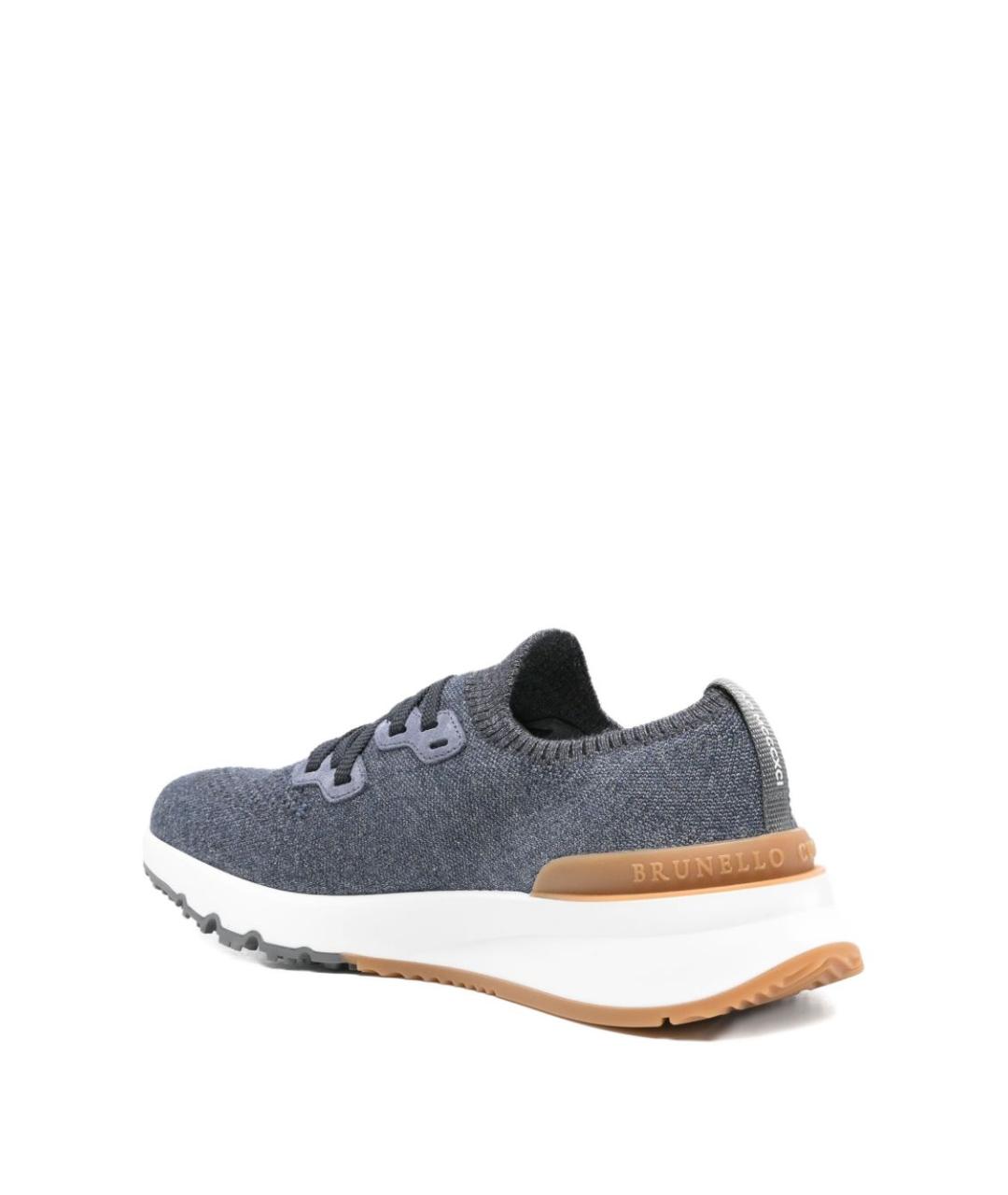 BRUNELLO CUCINELLI Синие текстильные низкие кроссовки / кеды, фото 4